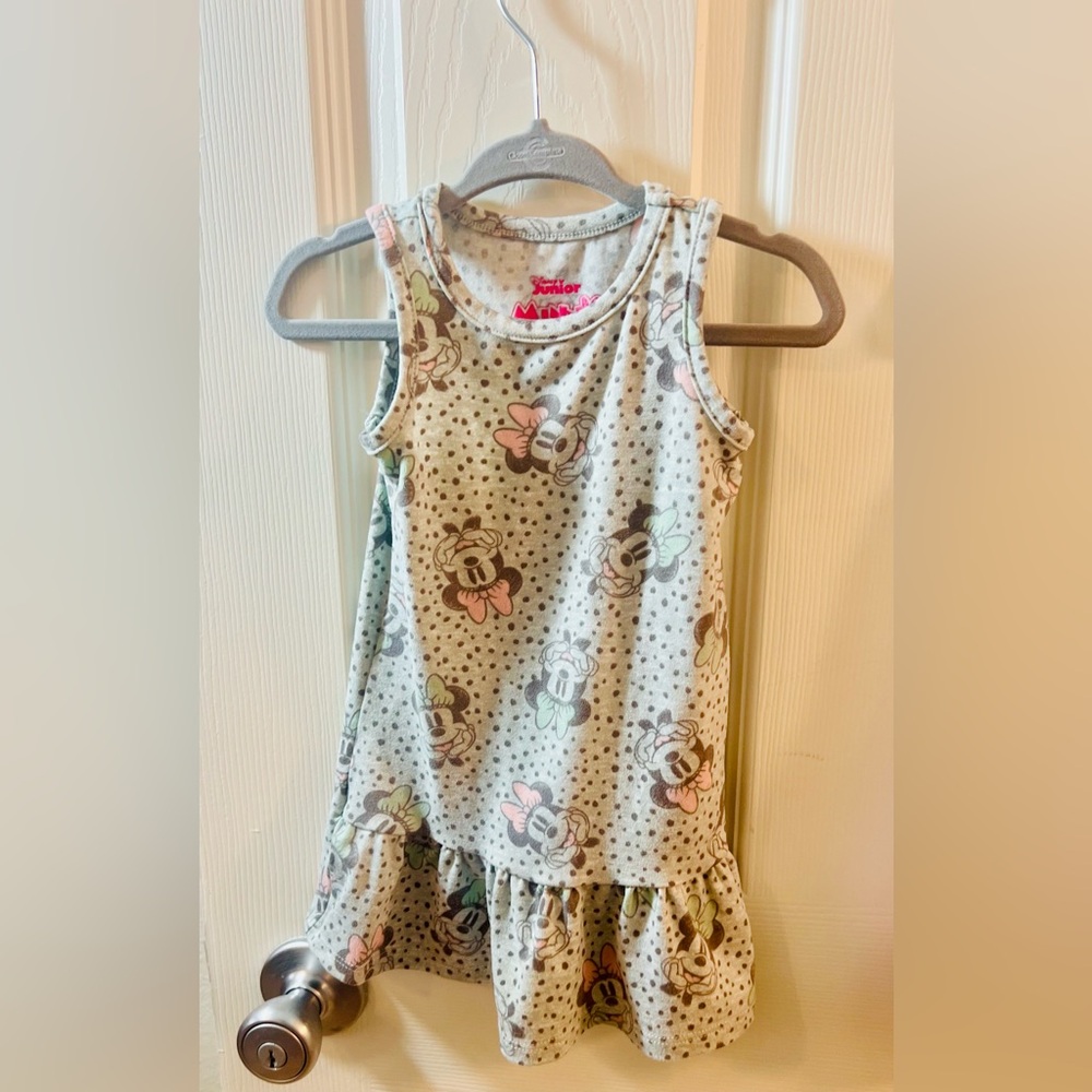 🔥3/$18🔥 Disney Gray and Pink dress with Minnie Mouse. Girls size 12 Months